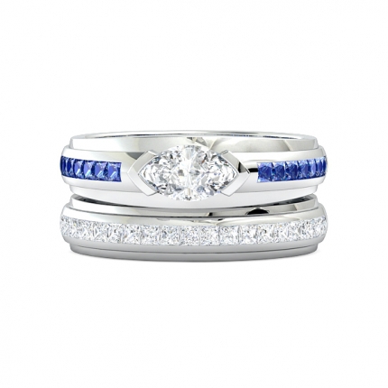 Princess diamond wedding ring Diamond Band in 18kt White Gold AU - Main View
